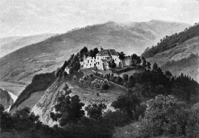 Burg Schwarzenberg nach dem Brand von 1864
