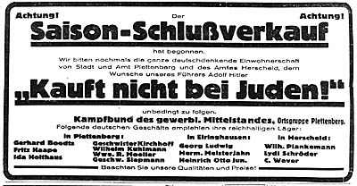 Anzeige im ST im Juli 1933